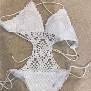 White crochet one piece